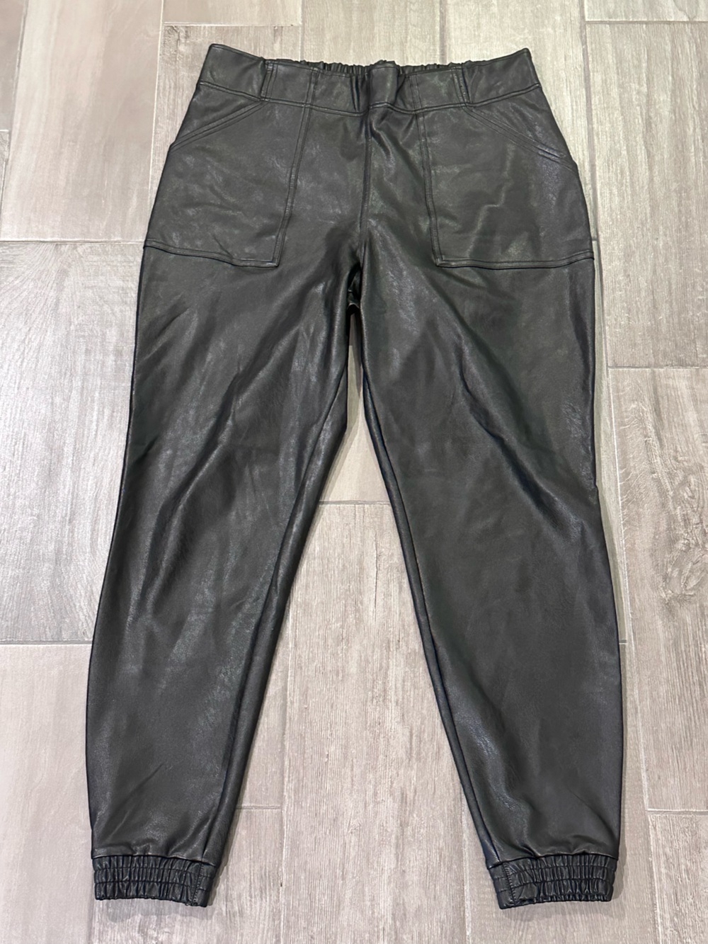 SPANX Women’s Black Faux Leather Jogger Plus Size Pants Size 1X